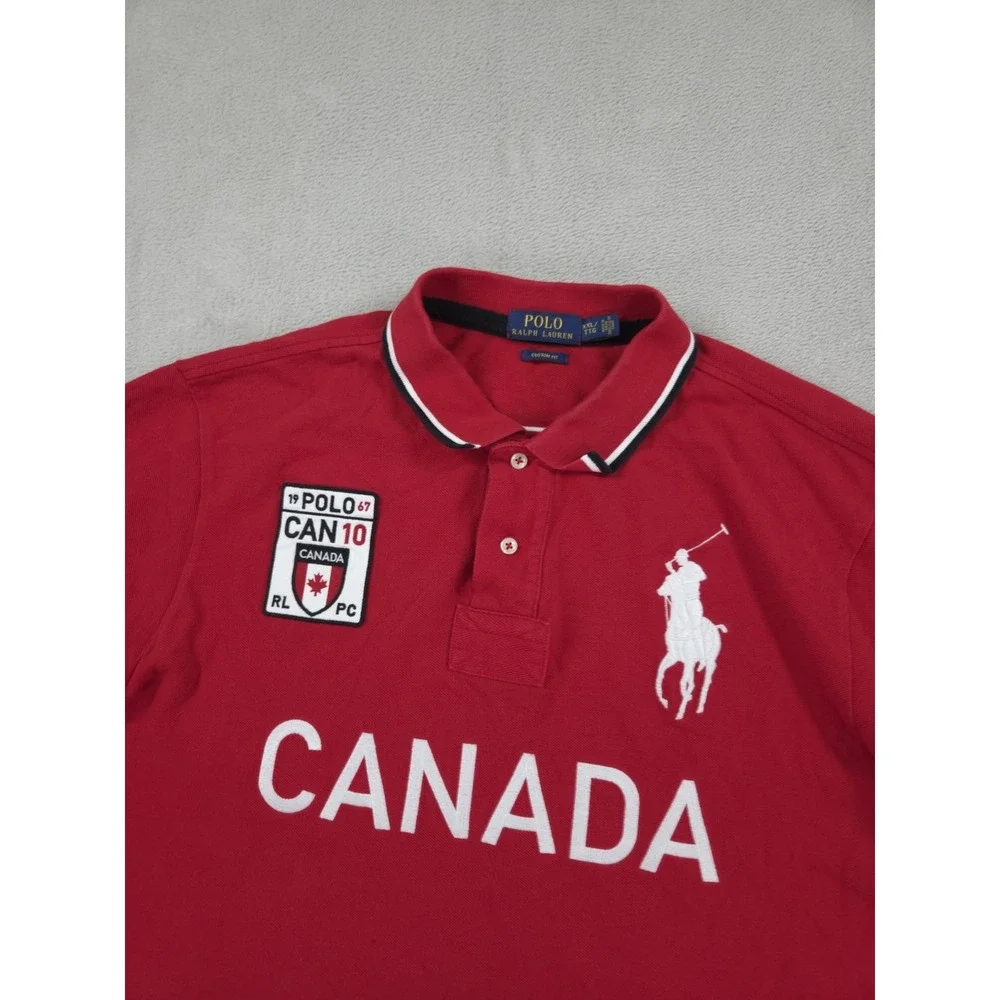 Polo Ralph Lauren Canada Shirt Red Mens 2XL XXL Big Pony Embroidered